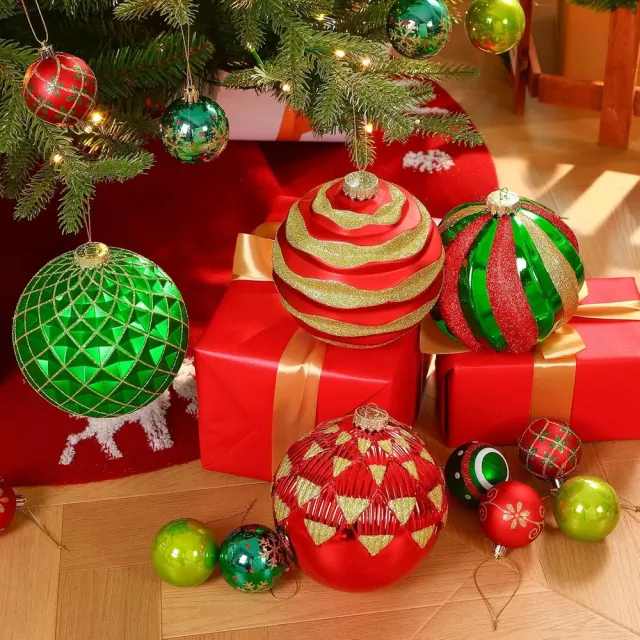 6''/150mm Large Christmas Ball Ornaments, Christmas Tree Decor, Shatterproof Hanging Decorations With Hooks, White & Silver Baubles For Xmas Tree, ... Redgreengold - Shop at LoveMi