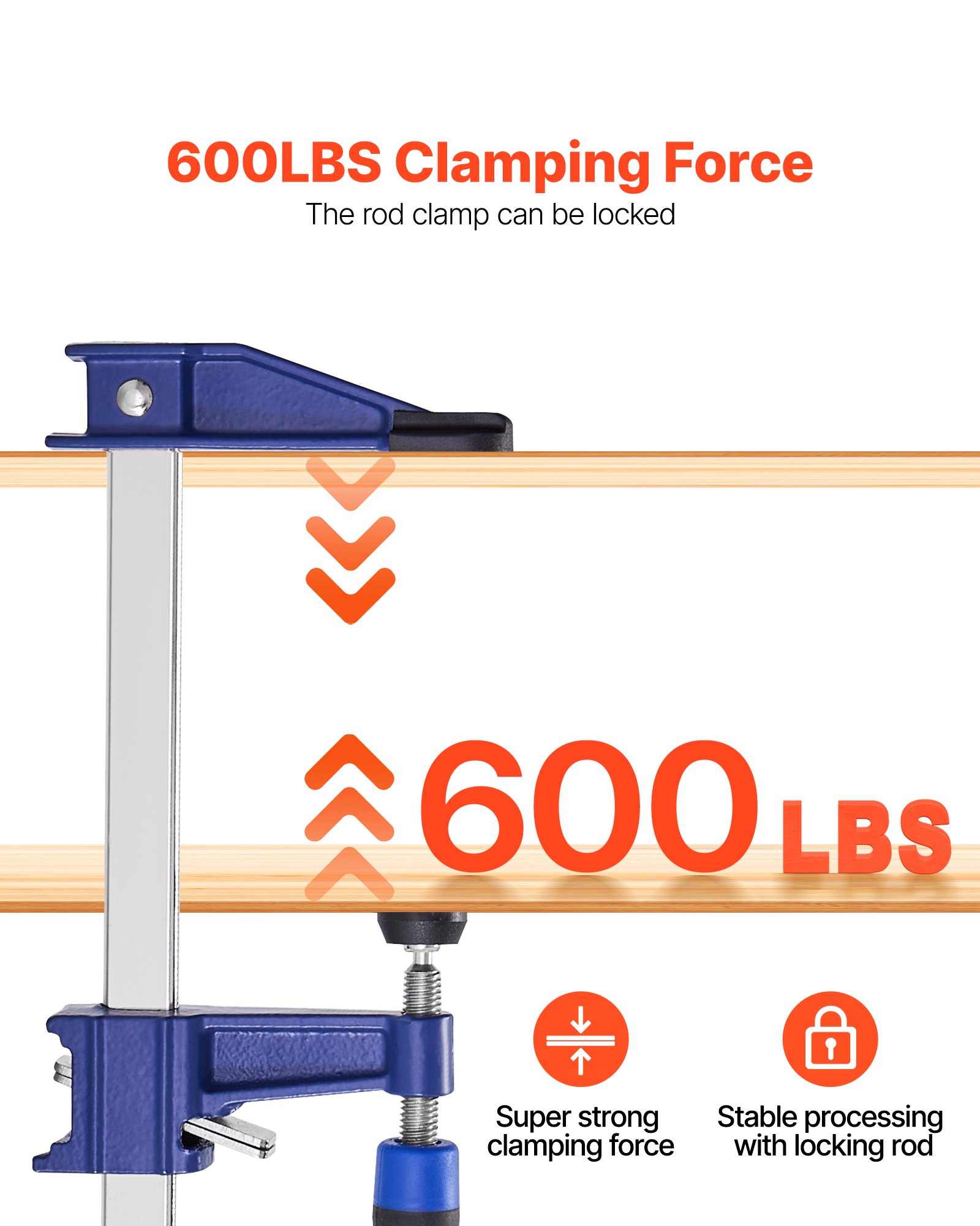 Bar Clamps For Woodworking, 2-Pack 36 Inch Opening, Lockable F-Clamp With Load Limit, 2-1/2 Inch Depth, Cast Iron… - 5