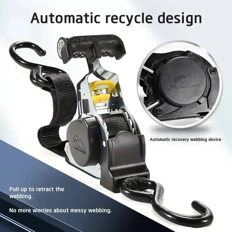 Ratchet Tie Down Straps – Auto Retractable Ratchet Straps Heavy Duty 1500lbs 4 Pack With S Hooks, For Securing Cargo Luggage Motorcycle Truck Boat, 3.3m, Black