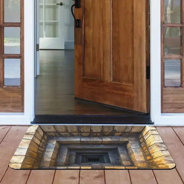 3D Optical Illusion Doormat - Non-slip Rubber Backing, Easy To Clean And Durable, Suitable For Indoor/outdoor Use, Fantastic Stone Step Design, Perfect For Front Door, Entrance, Bedroom Or La