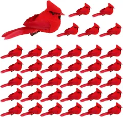 Cardinal Birds For Crafts, Mini Cardinal Clip On Christmas Tree Ornaments Artificial Red Birds Decorations For Wreaths Centerpieces DIY Crafts, Red... - View 1