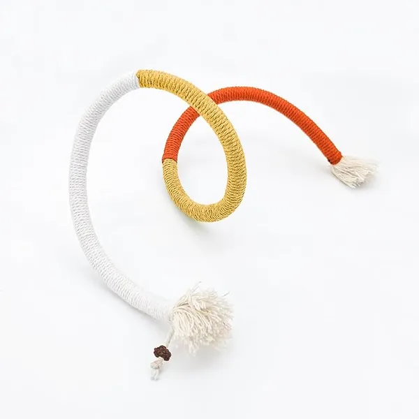 Cotton Rope Toys, 27.55Inches Color Blocking Cotton Rope Toys, Safe Cat Toys Teething Chew For Boredom And Stimulating