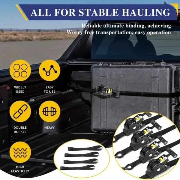 2-piece 1″x10″ Automatic Stretching Tensioner. Automatically Fasten The Cargo Binding Ratchet. -1500 Pounds Of Breaking Strength