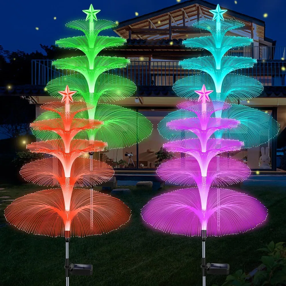 Solar Garden Lights, 4 Pack Solar Star Jellyfish Lights 7 Color Changing Fiber Optic Light Gardening Gifts For Mom Grandma Women, Flower Light For ... 4Pcs - Shop at LoveMi