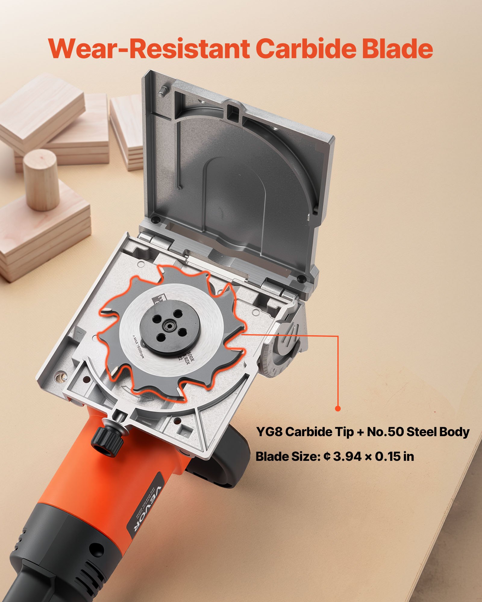 Biscuit Plate Joiner, 5.9A, Plate Joiner Tool Kit With 11,600 RPM 760W Motor, 45-Degree Locating Notch, Carbide… - 6