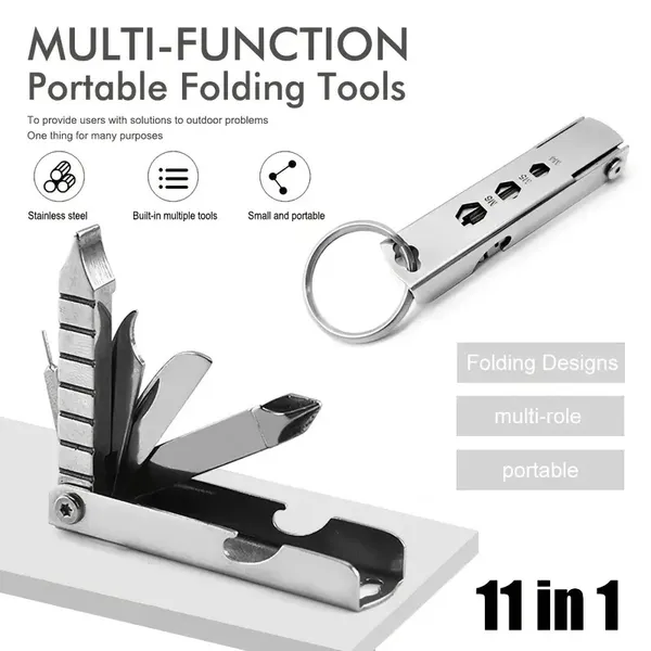 11-in-1 Stainless Steel Multi-Tool With Phone Stand, Folding Knife, Bottle Opener, Screwdriver, Hiking Clip & More – Compact & Portable For Outdoor Adventures, Camping, Hiking & Everyday Use, Everyday