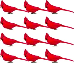 Artificial Red Cardinal Birds Clip, Christmas Cardinal Birds Clip, Fake Bird Red Cardinals Decor For Christmas Tree Ornament Decorations, Arts And ... - View 1