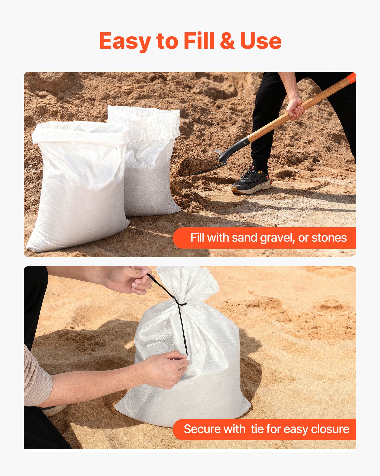 Empty Sandbags, 100 Packs , Heavy Duty Sand Bags Sacks With Ties, Capacity Woven Polypropylene Sandbags,… - 6
