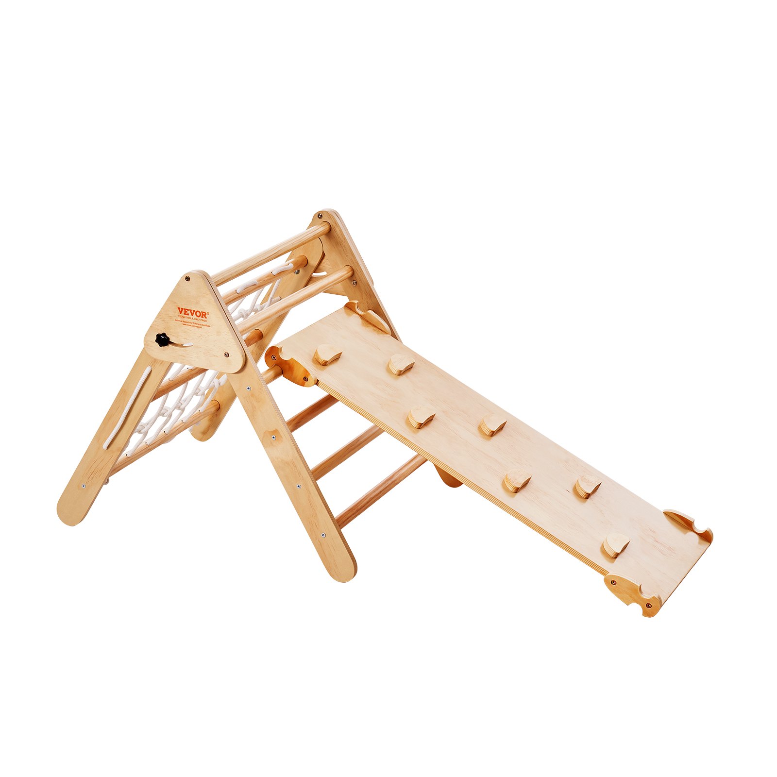Pikler Triangle Set, 4 In 1 Toddler Climbing Toys Indoor Playground, Large Size Wooden Climbing Gym For Toddlers 1-3 Years, Montessori Climbing Set With Triangle And Ramp, Wood Color - Image 1