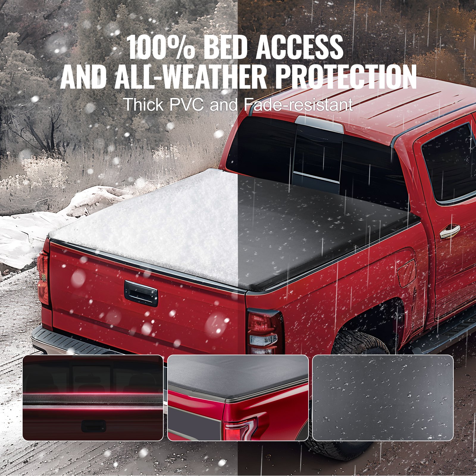 Vevor roll-up tonneau cover partially rolled open on 2022 Chevy Silverado 1500 5.8ft pickup bed
