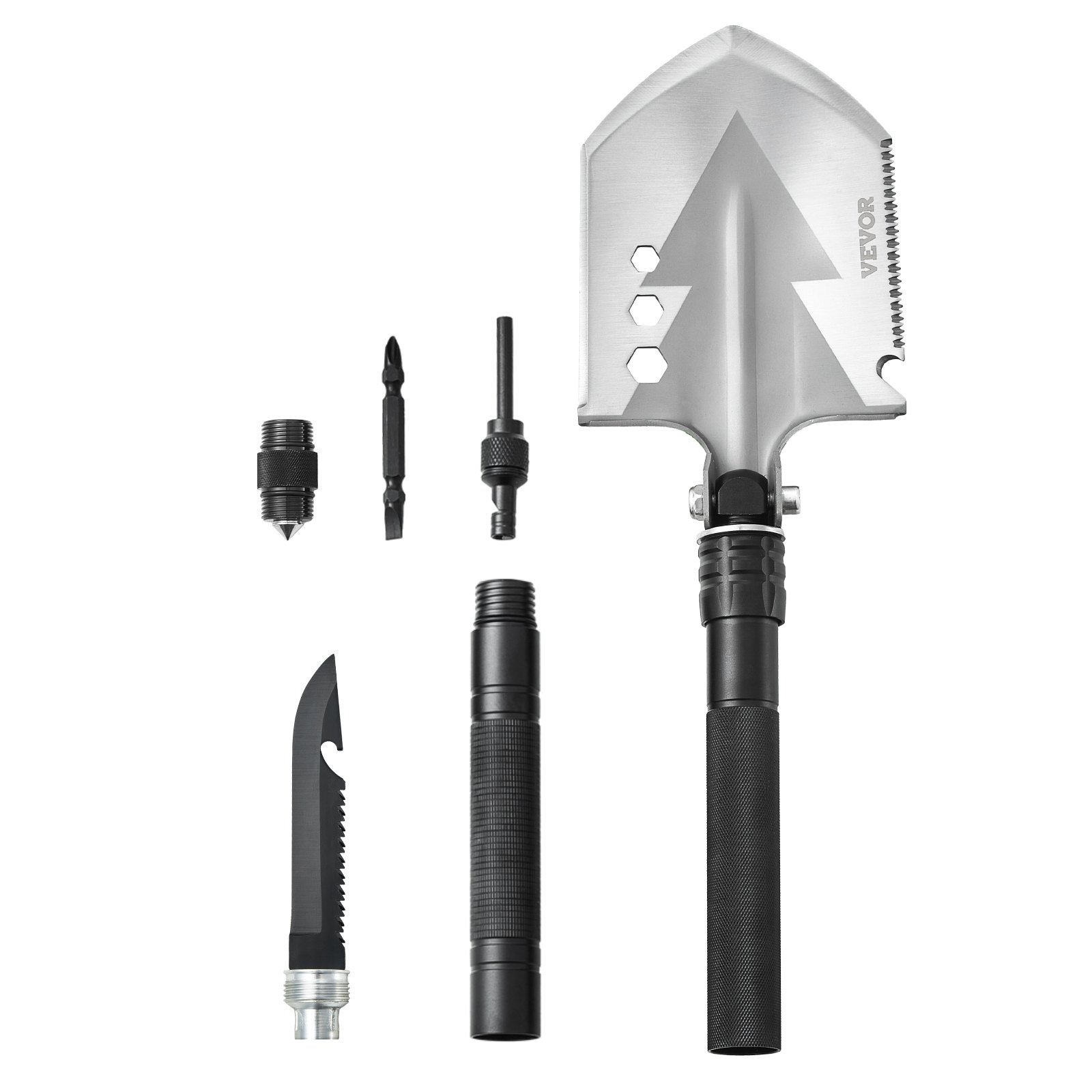 8-in-1 Survival Shovel – Tactical Folding Multitool – Military Grade Camping Gea