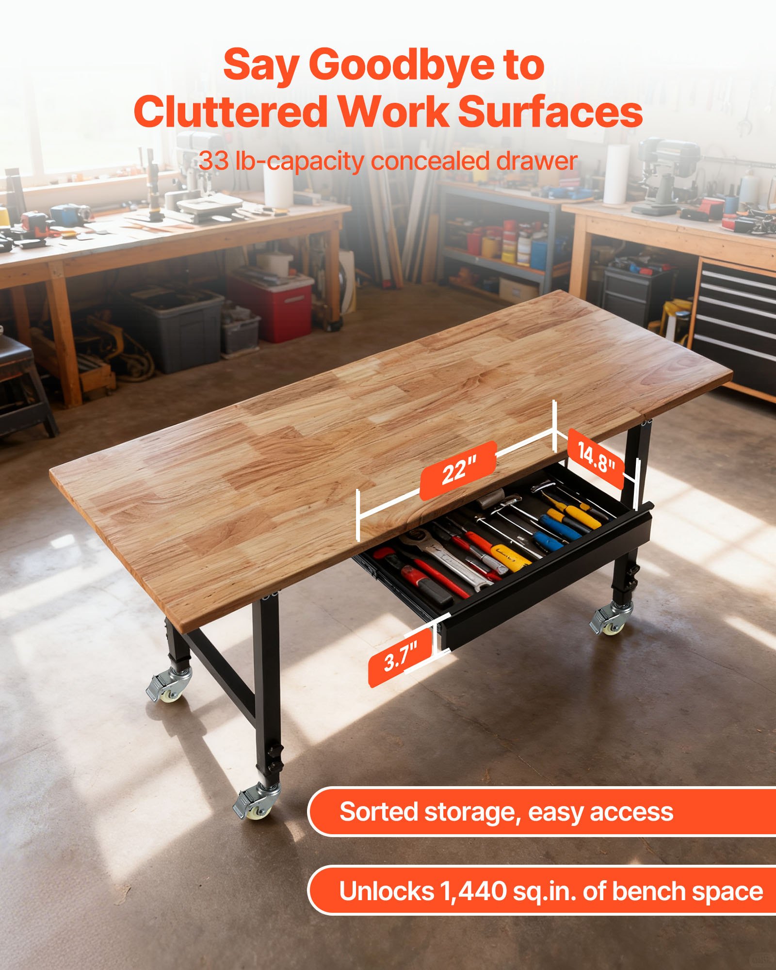 Adjustable Workbench on Wheels — photo 2