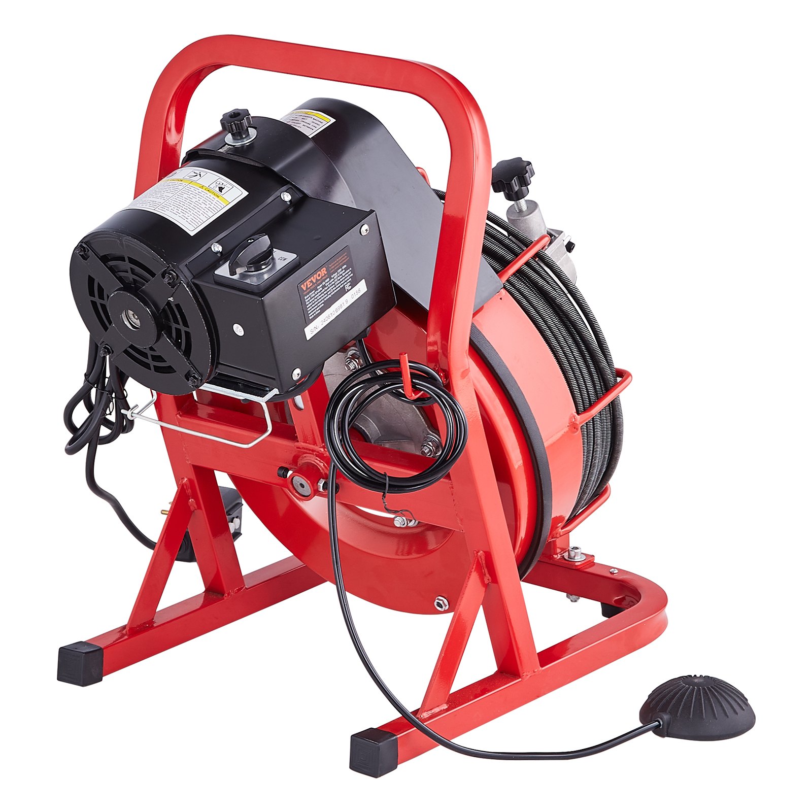 Drain Cleaner Machine 50FT X 3/10 Inch, Auto Feed Sewer Snake Auger, Electric Drain Cleaning Machine With 4 Cutters & Air-activated Foot Switch For 2" To 4" Pipes - Image 1