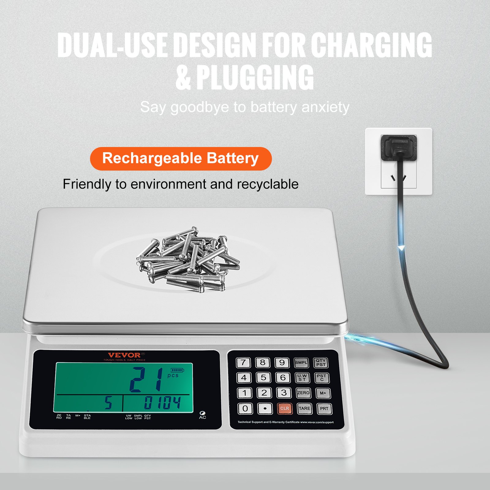 Industrial Counting Scale, 30 Kg X 1 G, Digital Scale For Parts And Coins, G/kg/lb Units, Electronic Gram Scale Inventory Counting Scale Kitchen Jewelry Scale With RS232 Port And LCD Screen