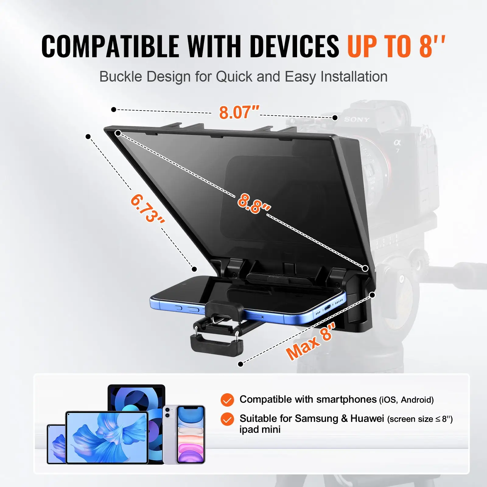 Teleprompter, 8' Aluminum Alloy, Desktop Prompter