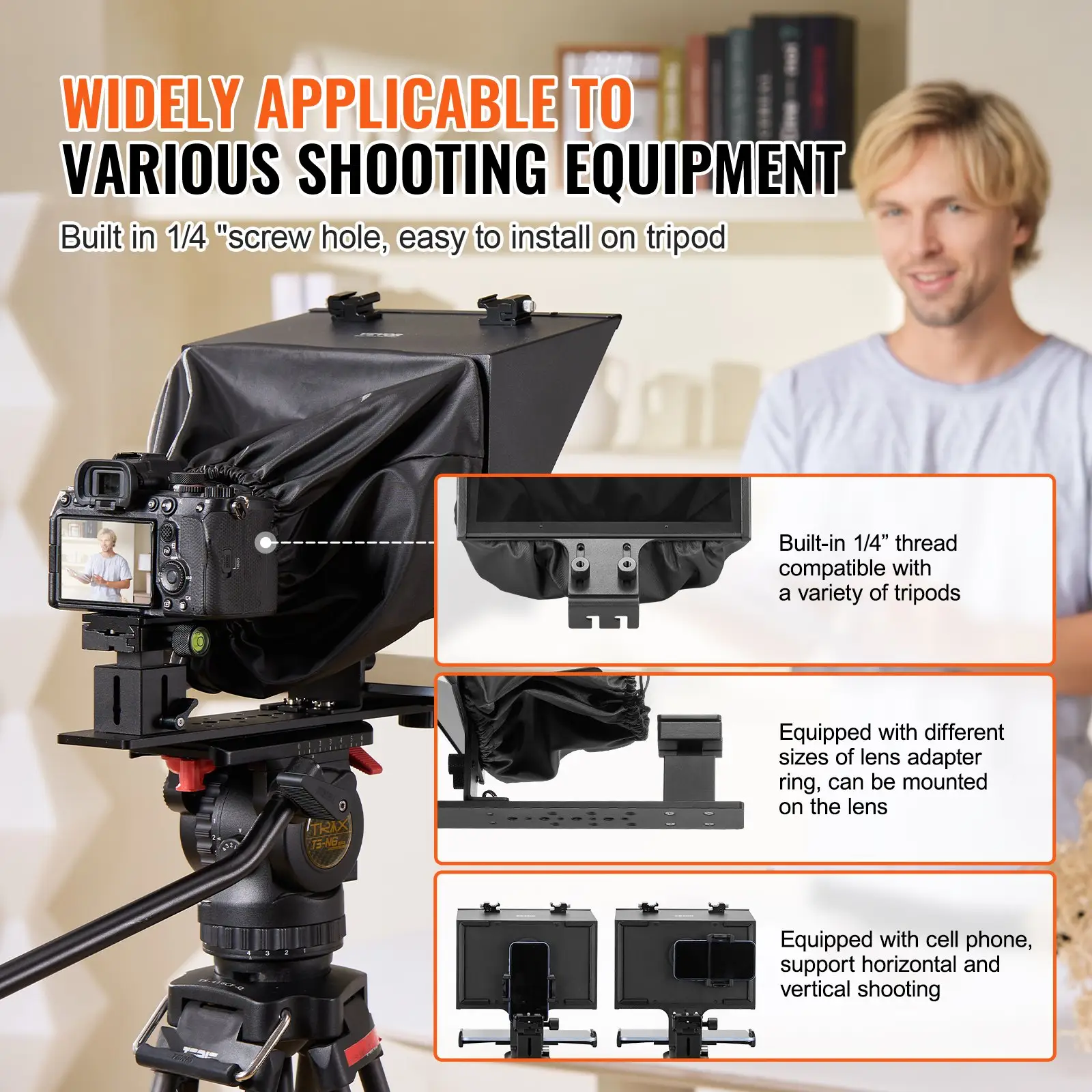 Teleprompter, 13" Aluminum Alloy, Floor Type