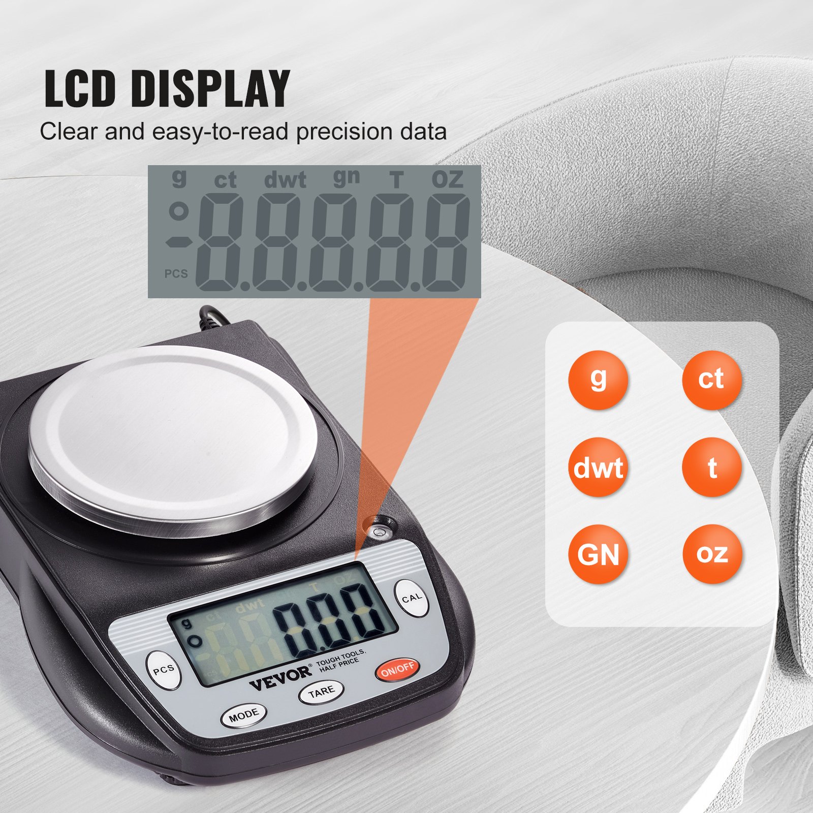 Analytical Balance, 600g X 0.01g Accuracy High Precision Lab Scale, 6 Units Conversion Electronic Scientific Laboratory Scale, LCD Display Digital Jewelry Weighing Scale For Lab, Jewelry