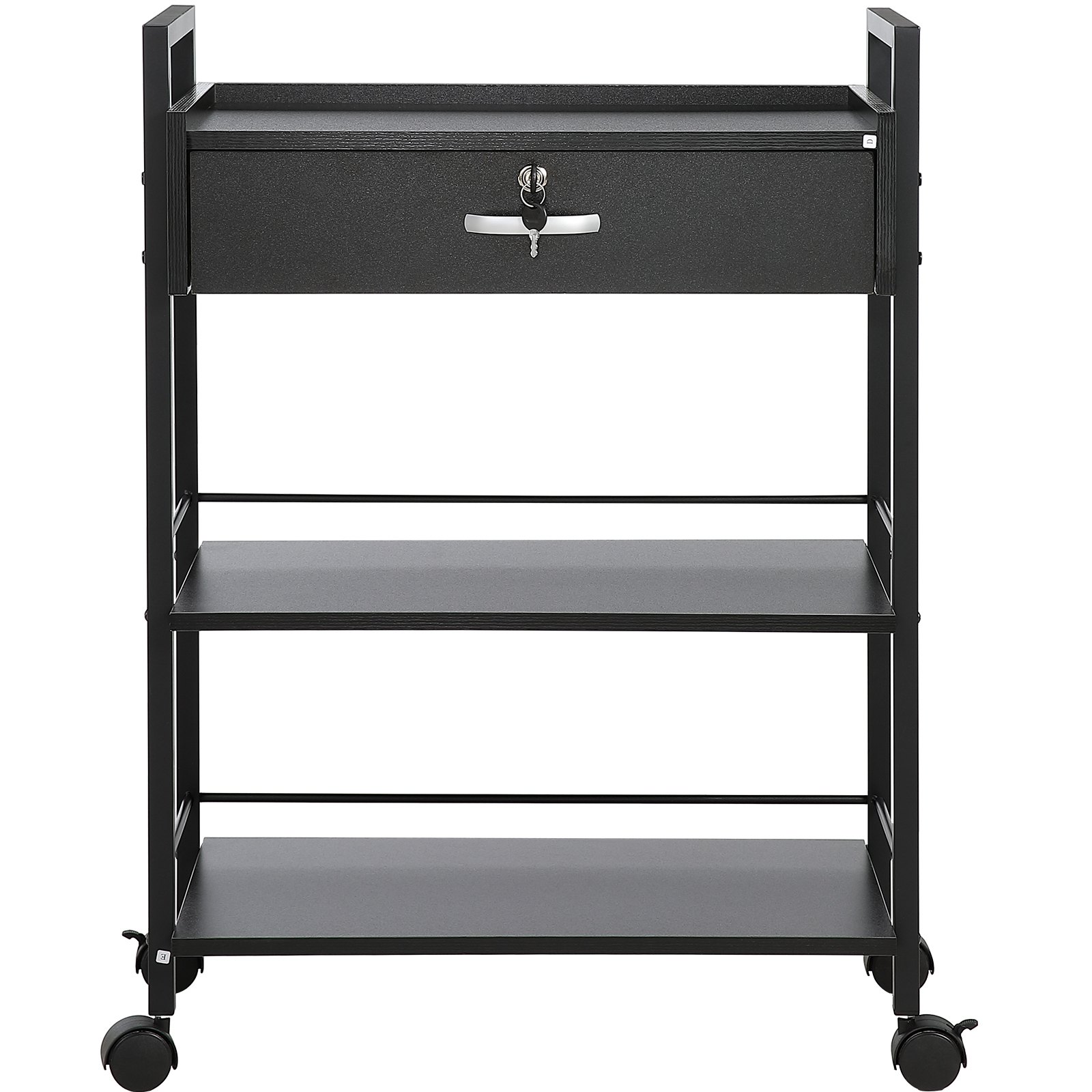 Beauty Salon Trolley Cart, 3-Tier Hair Salon Stations Cabinet For Stylist With Lockable Drawer, MDF Rolling Storage Station With 4 Wheels (2 Lockable) For Beauty SPA Barbershop Tattoo - Image 1