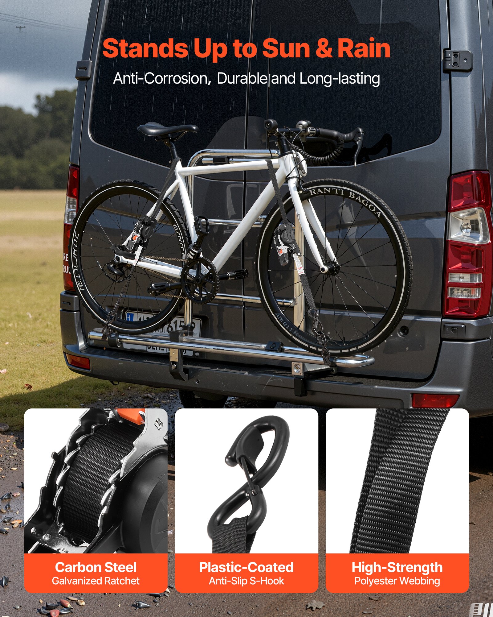 Retractable Ratchet Straps, 1 In X 10 Ft, Tie Down Straps With S Hooks, Break Strength, 4 Soft Loops, Tie Down… - 5