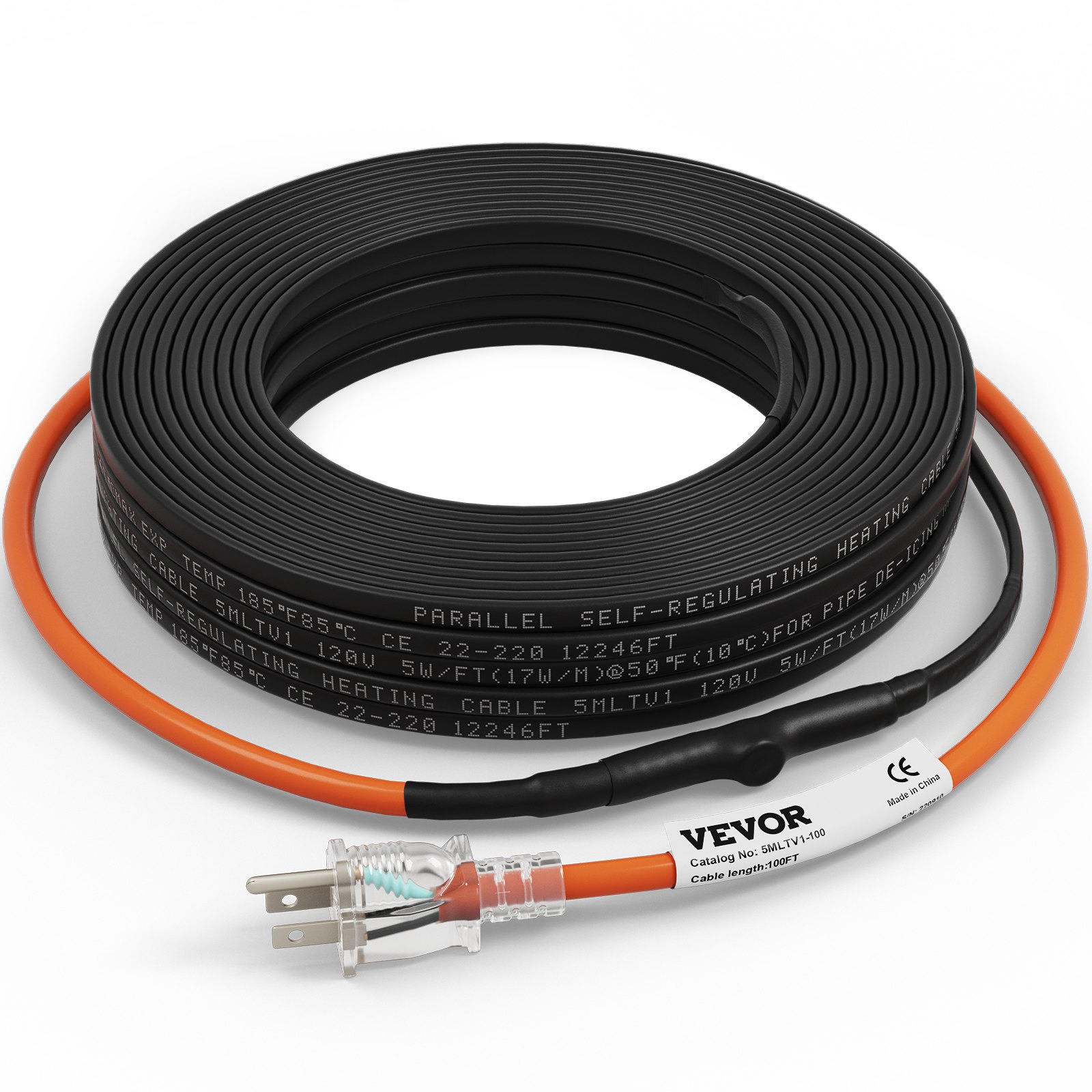 Self-Regulating Pipe Heating Cable, 100-feet 5W/ft Heat Tape For Pipes Freeze Protection, Protects PVC…