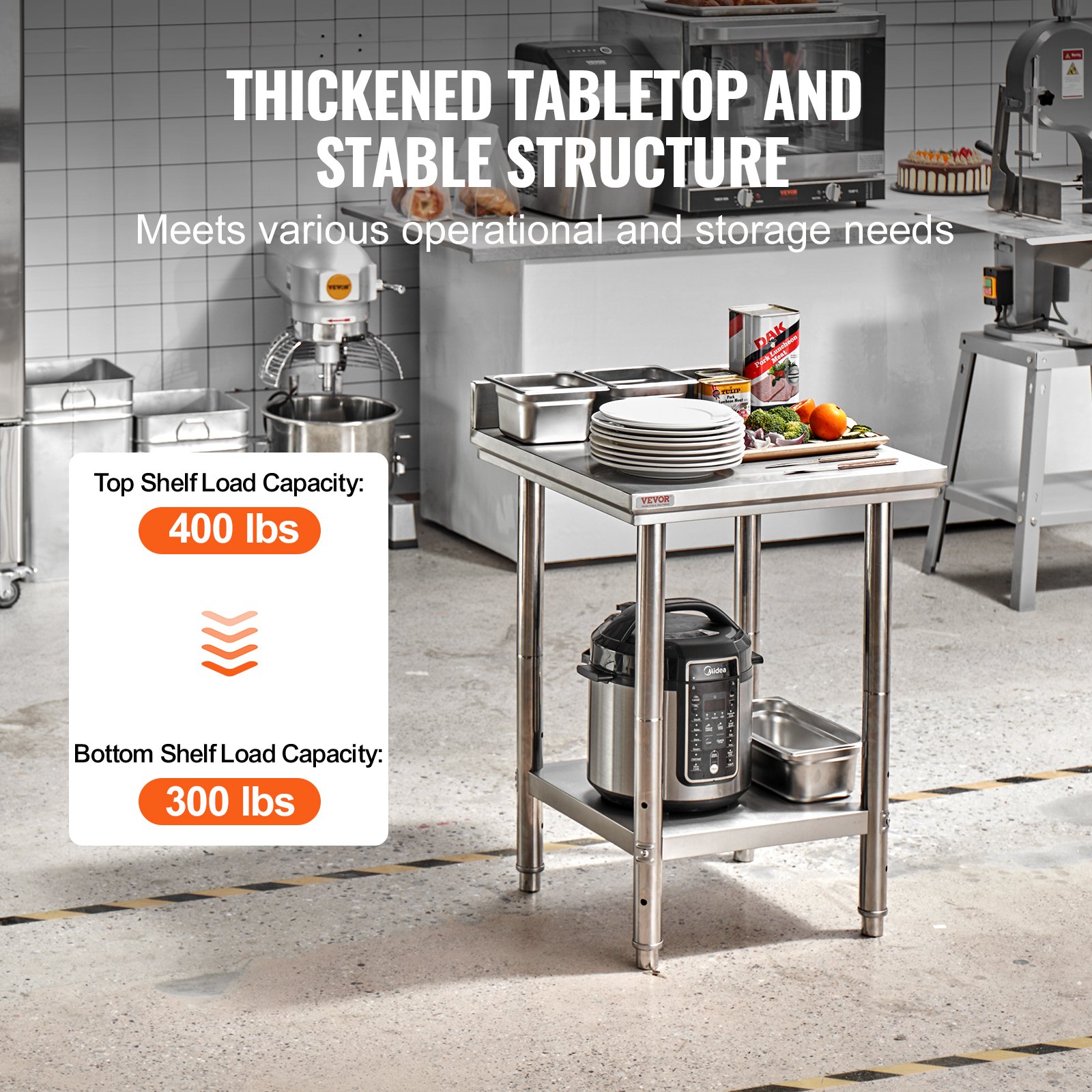 Stainless Steel Work Table, Commercial Food Prep Worktable Heavy Duty Prep Worktable, Metal Work Table With… - 4