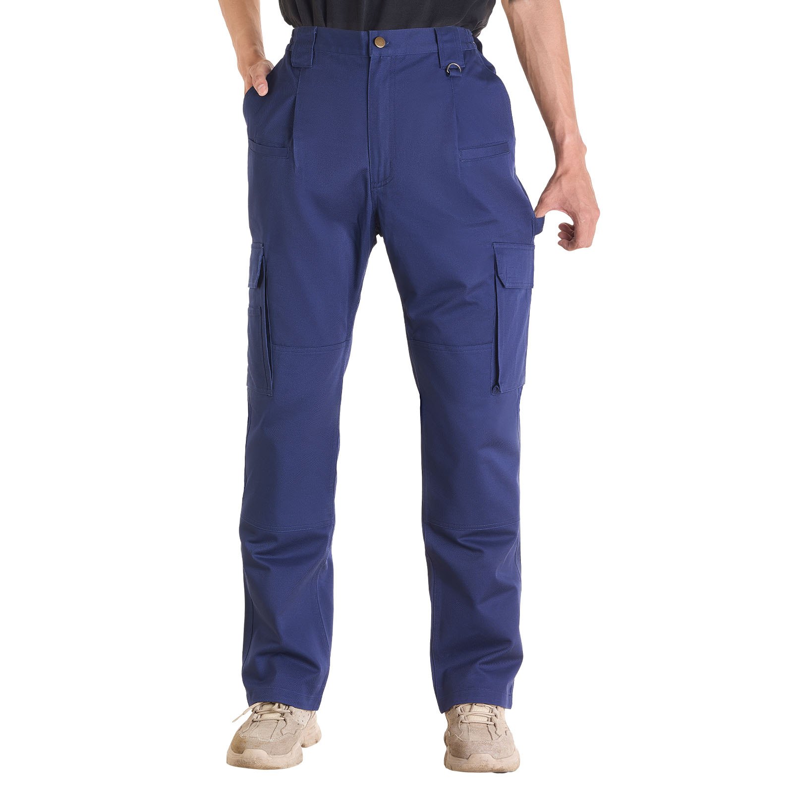 FR Pants For Men, 9 Oz 100% Cotton, Flame-Resistant Cargo Pants With Multi-Pockets And Elastic Waist, Reinforced Tear-proof Stitching, Ideal For Welding Work And Casual Wear, XL Size, Dark Blue - Image 1