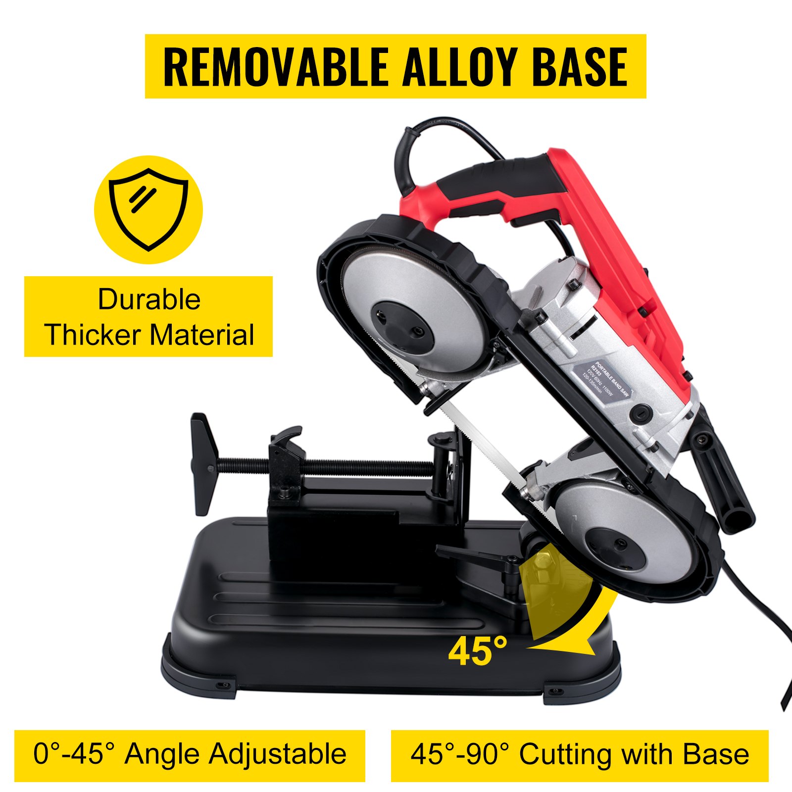 Portable Band Saw, 110V Removable Alloy Steel Base Cordless Band Saw, 5 Inch Cutting Capacity Hand Held… image 5