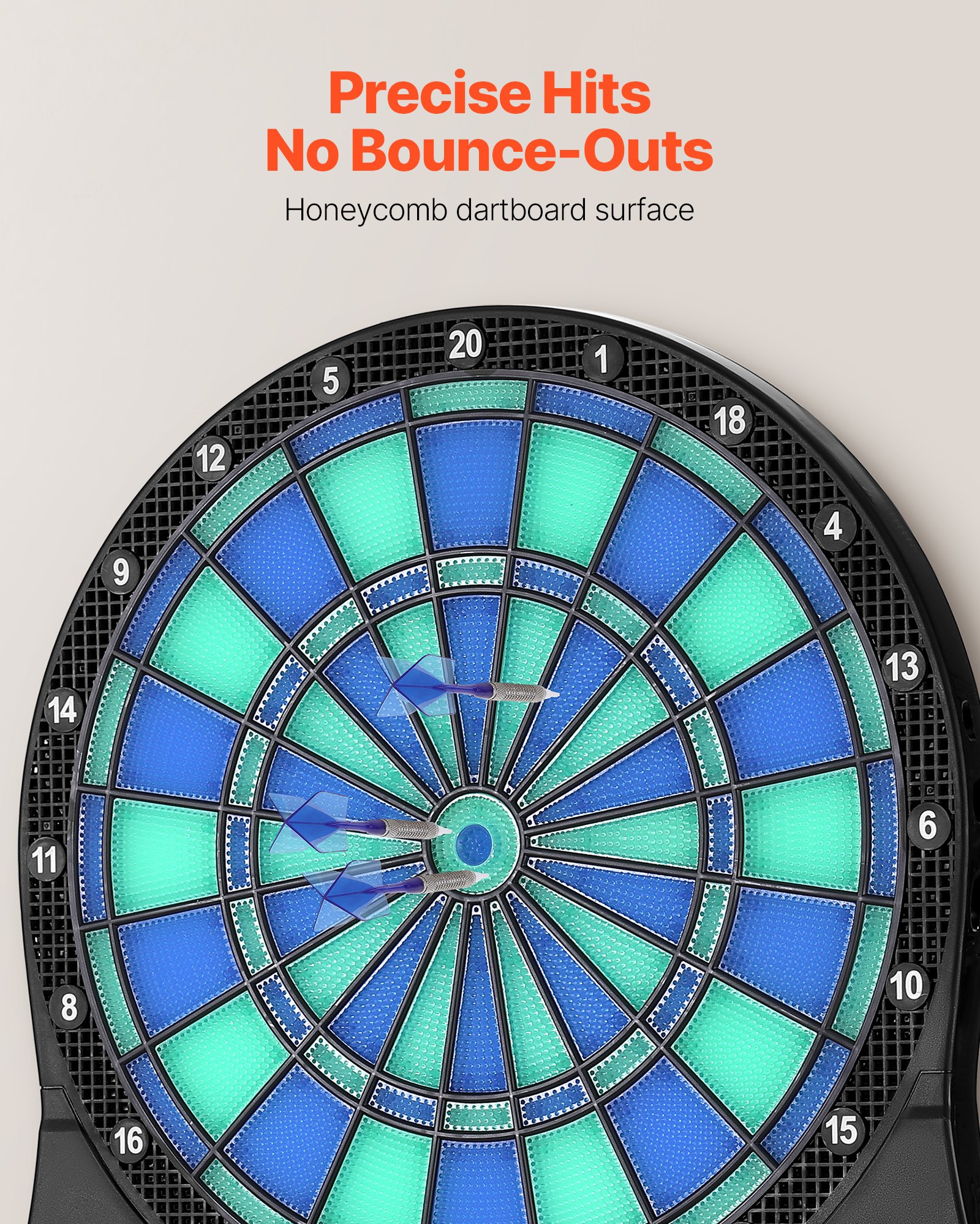 Electronic Dart Board, LED-Illuminated Target Dartboard With 48 Games & Over 500 Variations, Includes 6 Dart Shafts With Flights & 50 Soft Tips, Cricket Scoring LCD Screen - Supports Up To 8 Players