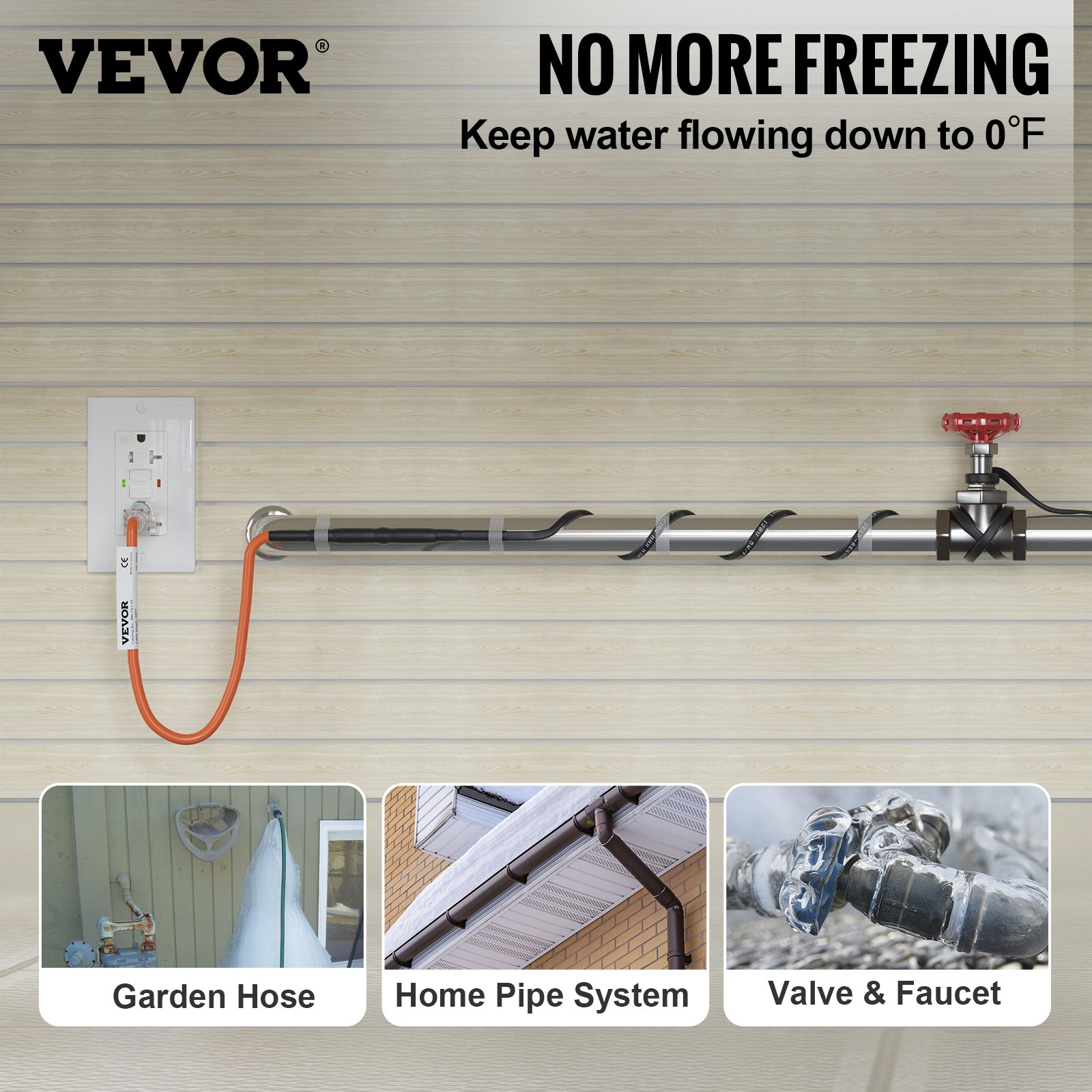 Self-Regulating Pipe Heating Cable, 100-feet 5W/ft Heat Tape For Pipes Freeze Protection, Protects PVC… image 2