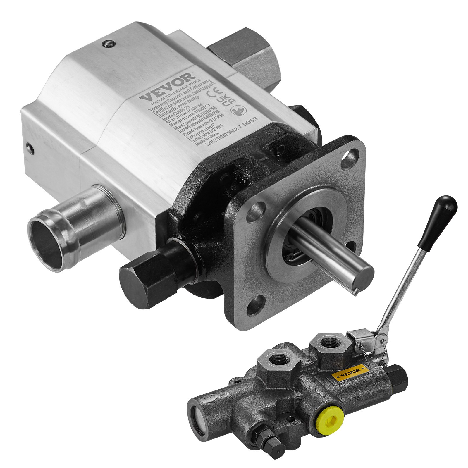 Log Splitter Pump Kit 16 GPM Log Splitter Hydraulic Pump 2 Stage Wood Splitter Pump Log Splitter Kit Log Splitter Build Kit With 25 GPM Auto Control Detent Valve 1/2" Work Port For Tracker - Image 1