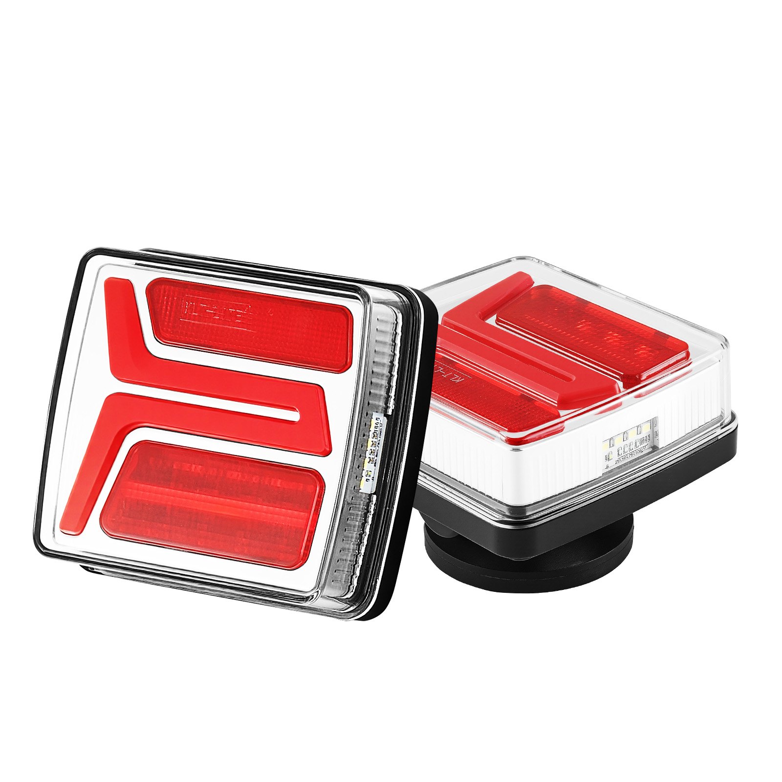 Trailer Lights, 2PCS 12V Square LED Magnetic Wireless Trailer Tail Lights Kit With Stop Brake Turn Tail License Plate Lamp, Waterproof Tow Lighting Kit For Boat Truck Camper RV Tractor Caravan