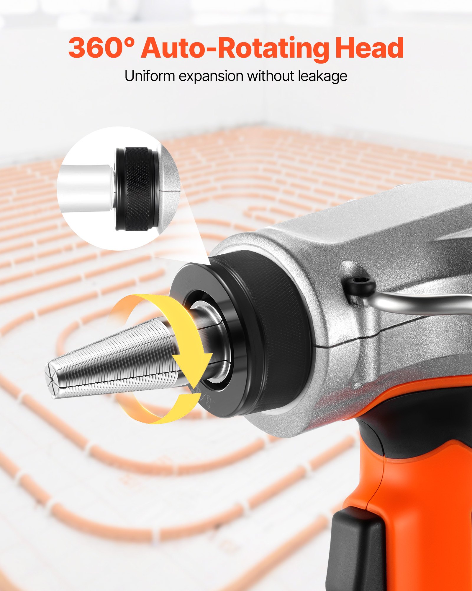 Cordless Tube Expander, 20V Max Electric Tubing Expansion Tool For 1/2", 3/4", 1" PEX-A Pipes, 22000RPM Pipe Expander With 3 Expanding Head, 2pcs 2AH Battery, Fast Charger & Carrying Case image 4