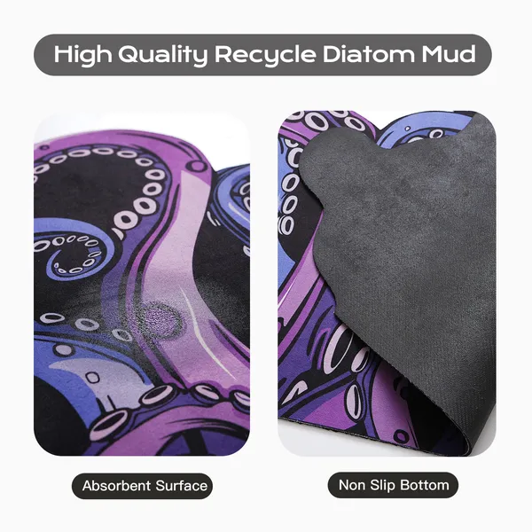 Octopus Bathroom Rug Non-Slip Mat -, Microfiber Absorbent Octopus Rug Non-Slip Backing, Unique Gift And Holiday Decor Rug For Tabletop Role Playing Gamers, Fans And Sailing Enthusiasts