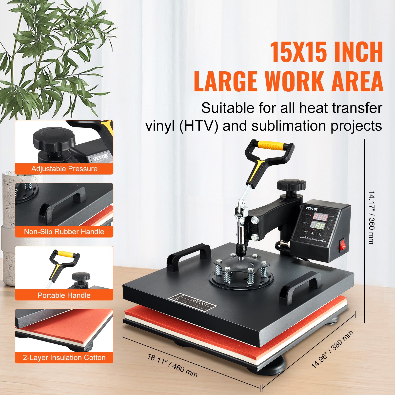 Heat Press Machine 8pcs 1050W Combo Digital Multifunctional Sublimation Heat Transfer Machine Dual LED Display For T… - 5