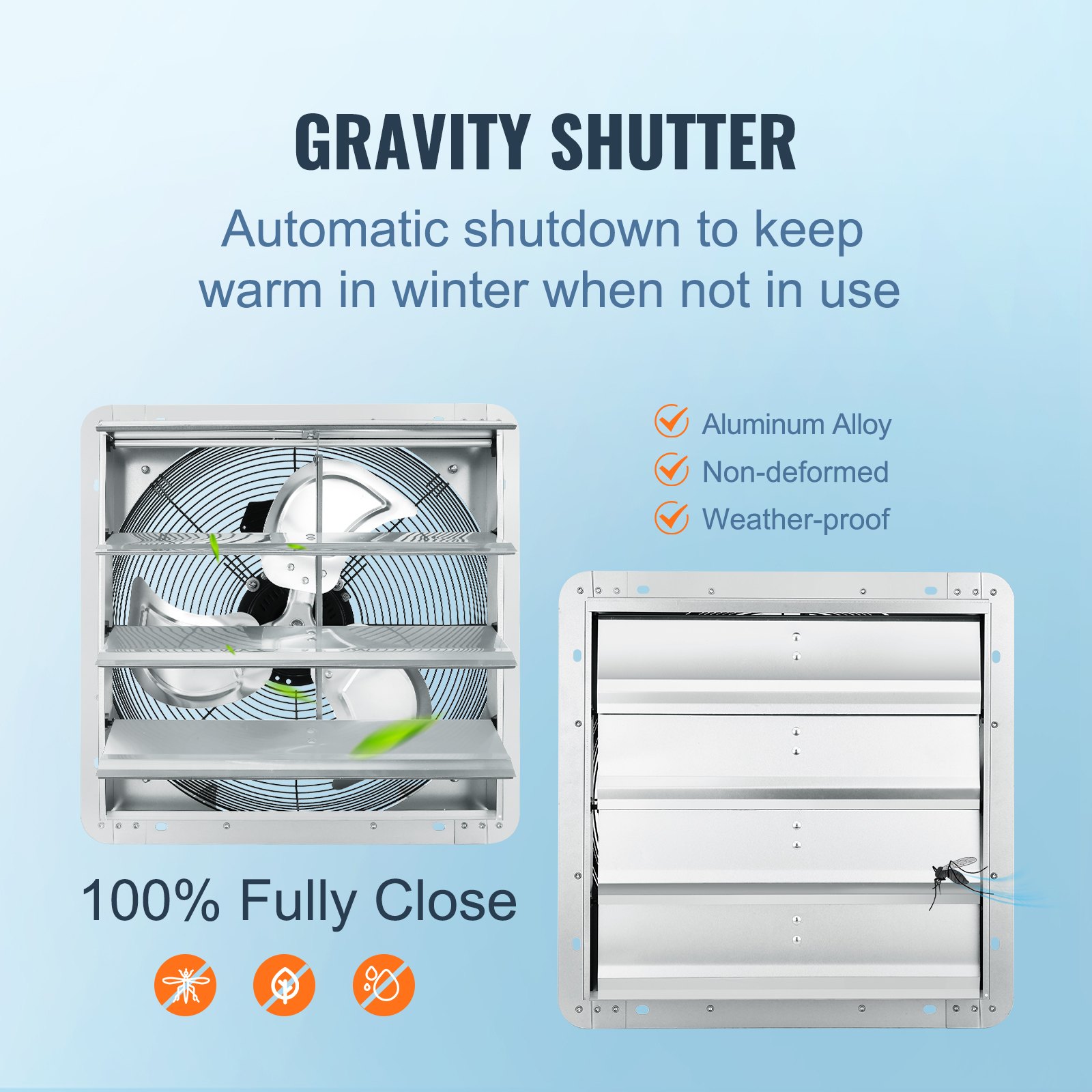16'' Shutter Exhaust Fan, High-speed 2000 CFM, Aluminum Wall Mount Attic Fan With AC-motor, Ventilation And Cooling… - 6