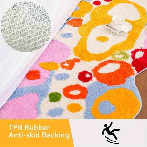 Colorful Cartoon Rugs, Colorful Flower Floor Mats, Cute And Beautiful Bedroom Rugs, Super Soft Bedroom Area Rugs, Non-Slip Quick Drying Long Bath Mats, Bathroom Kitchen Long Runner Mats