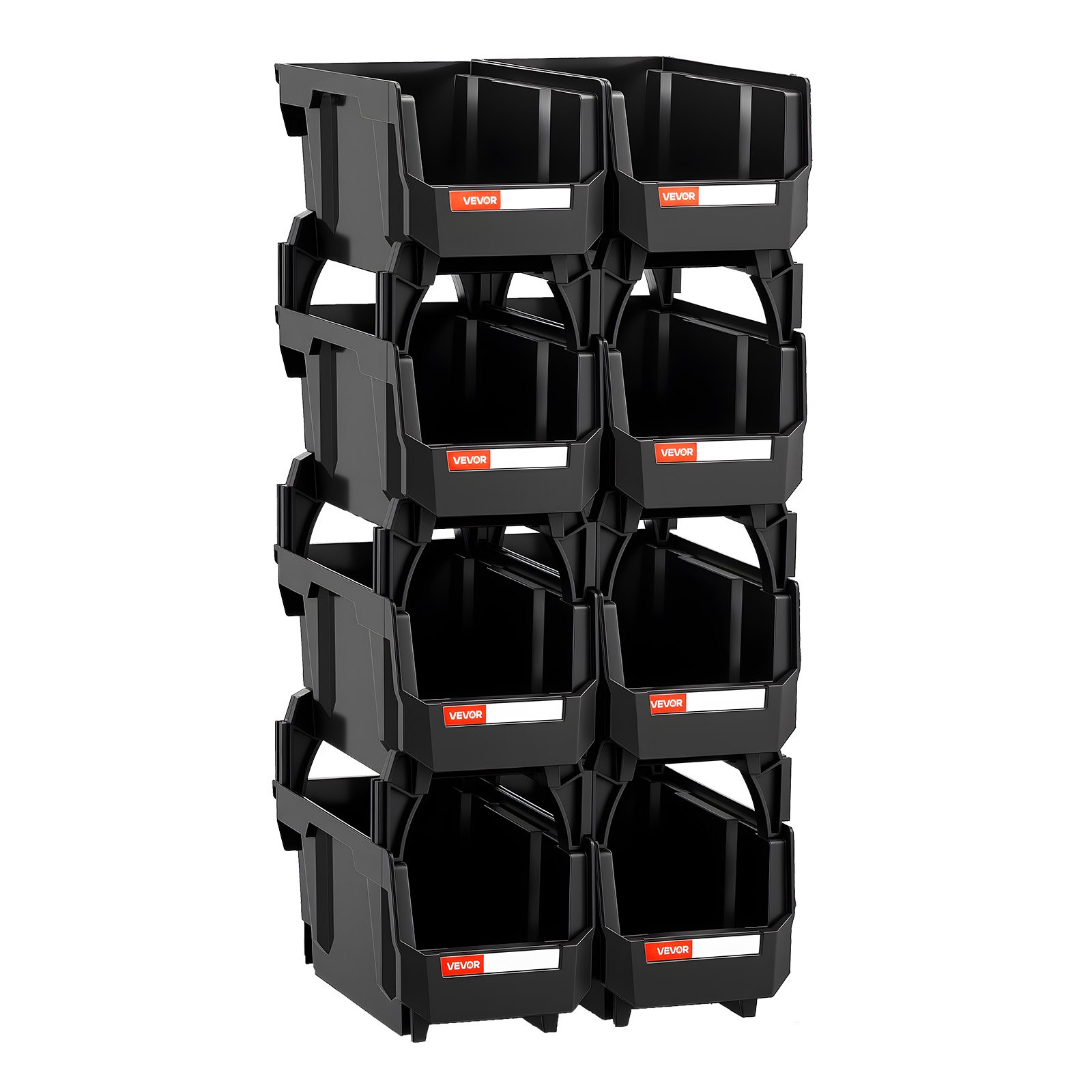 Plastic Stackable Storage Bins, 10.9 X 5.5 X 5.1 Inch (8 Pack), Plastic Containers For Organizing And Storage Bins For Closet, Garage, Small Parts, Office Supplies And Other Accessories, Black - Image 1