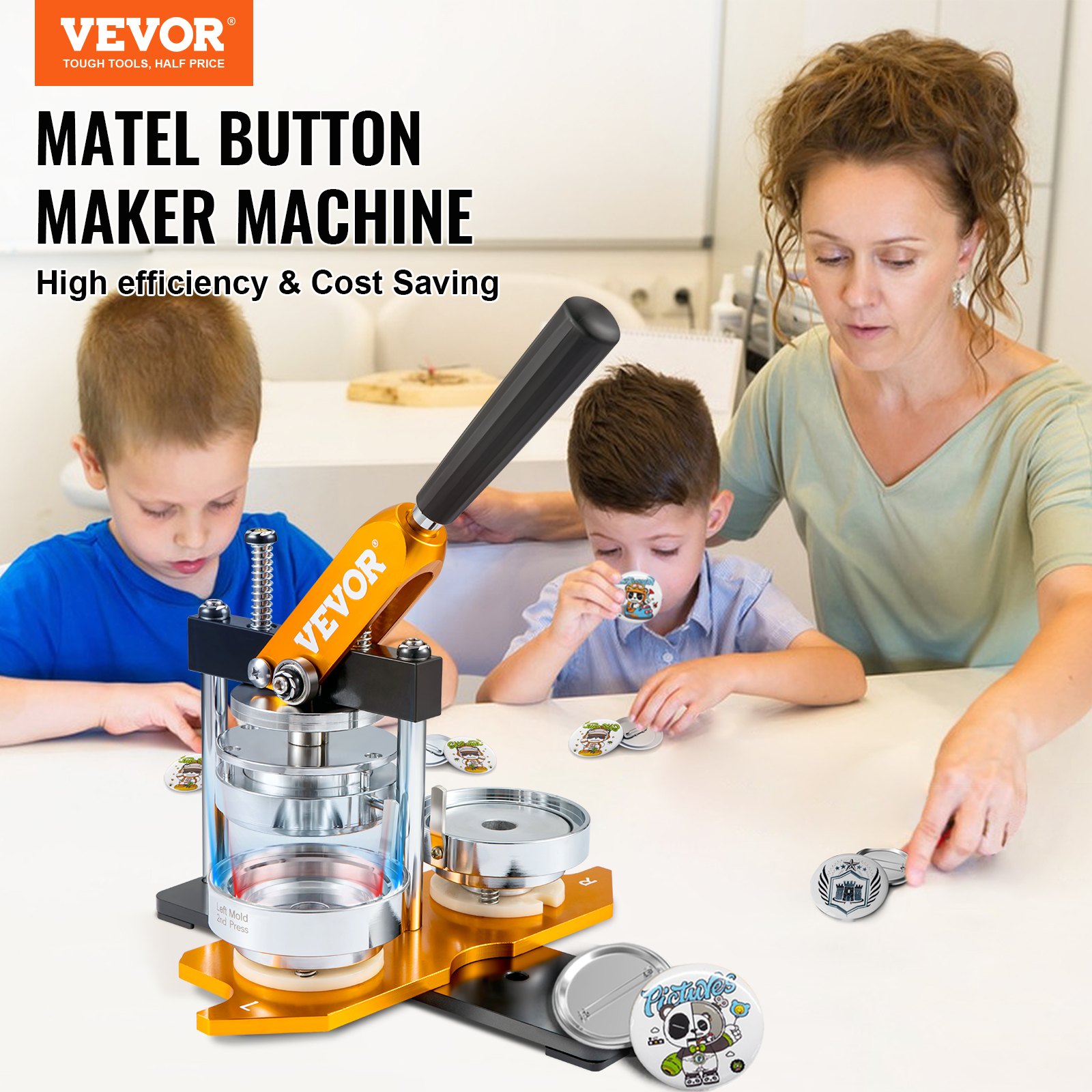 Button Maker Machine, 75 Mm (3 Inch) Badge Punch Press Kit, Children DIY Gifts Pin Maker, Button Making Supplies With 500pcs Button Parts & Circle Cutter & Magic Book