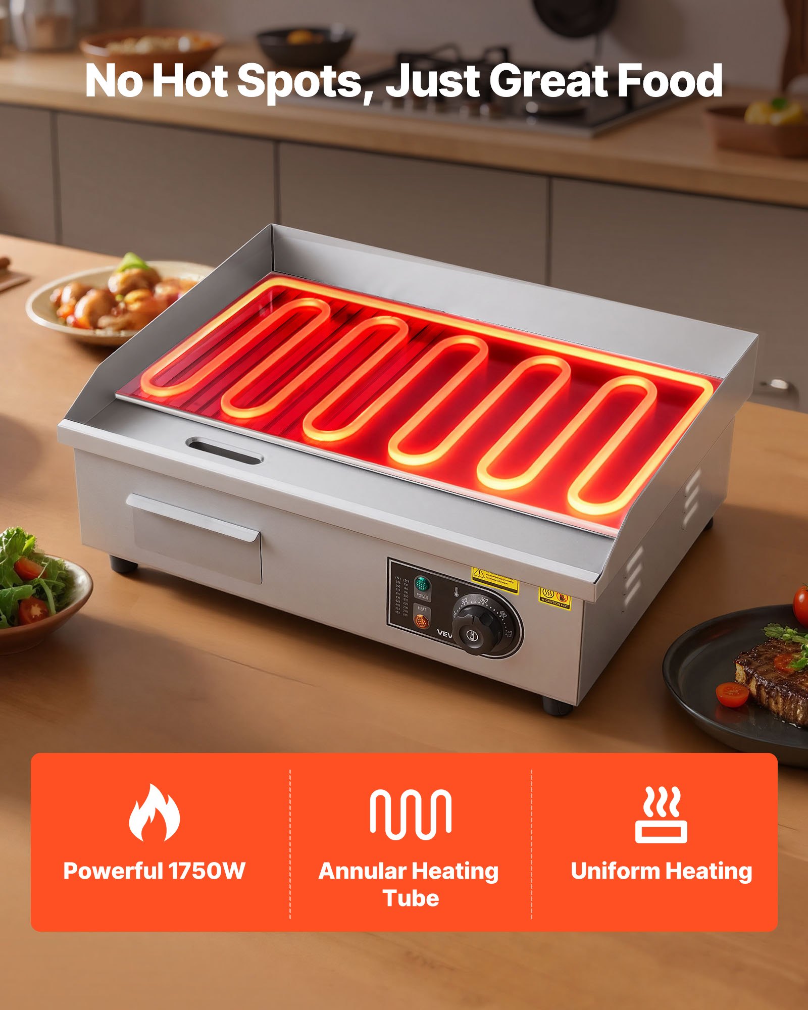 Commercial Electric Griddle — 21.06 X 11.81 Inch — photo 5