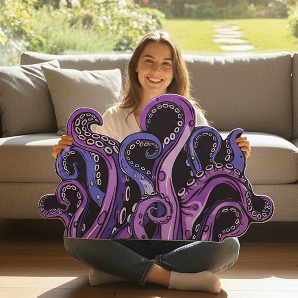Green And Purple Cthulhu Rugs Water Absorbent Bath Mat Octopus Anime Rug Graphic Gothic Bathroom Rugs Fantasy Decorate, Non Slip Backing, Unique Gift & Decor For Gamers, 27x18 In
