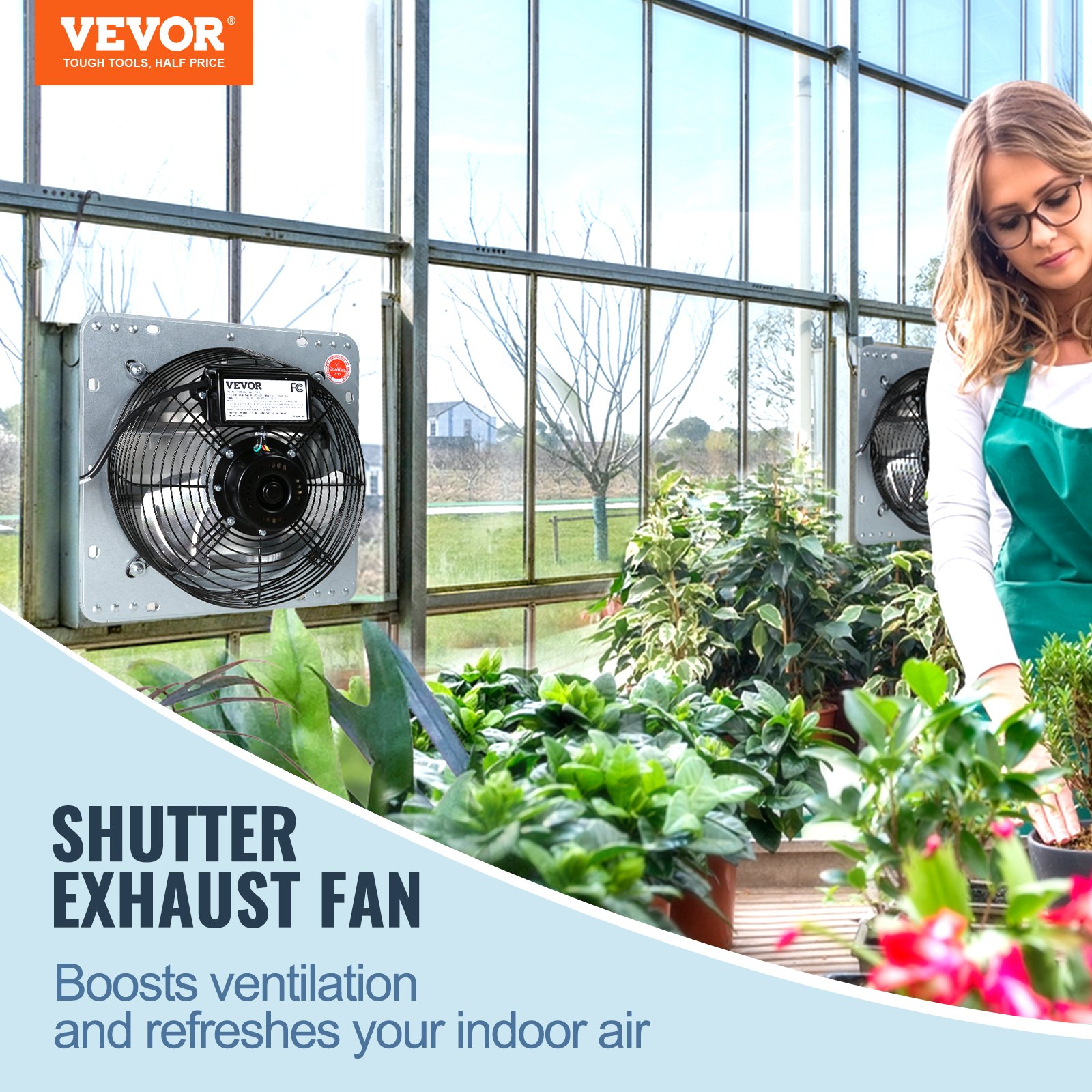 16'' Shutter Exhaust Fan, High-speed 2000 CFM, Aluminum Wall Mount Attic Fan With AC-motor, Ventilation And Cooling… - 3