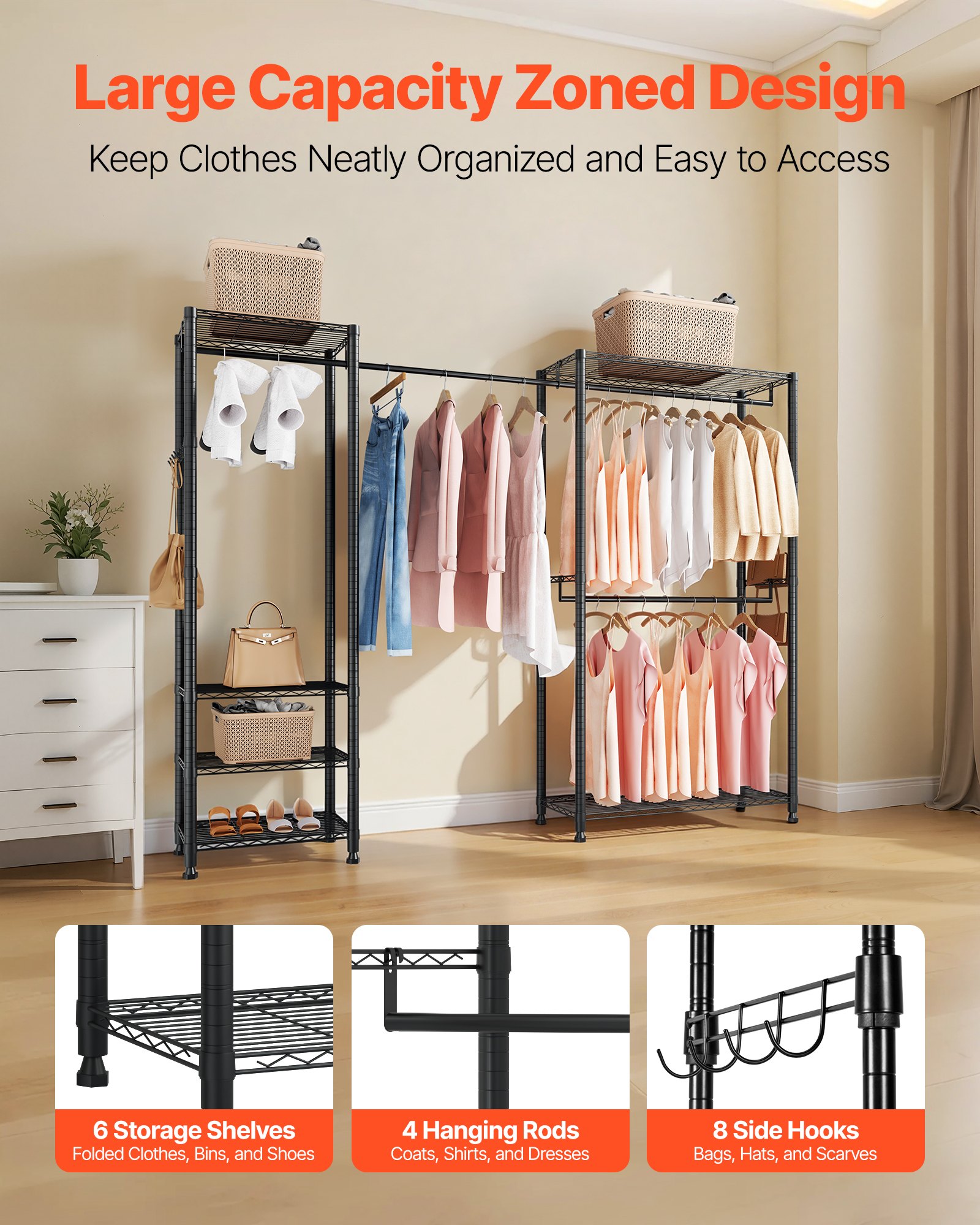 Steel Clothing Rack with Shelves, picture 2 of 4
