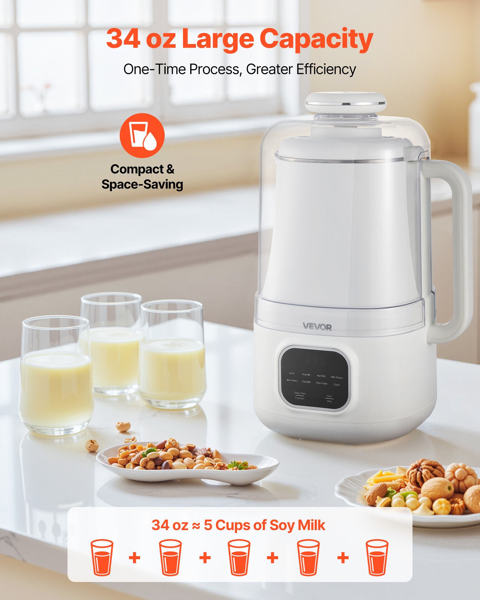 8-in-1 Nut Milk Maker, 34 Oz Soy Milk Maker With 200W Blending, For Homemade Oat, Nut, Soy, Juice… image 3