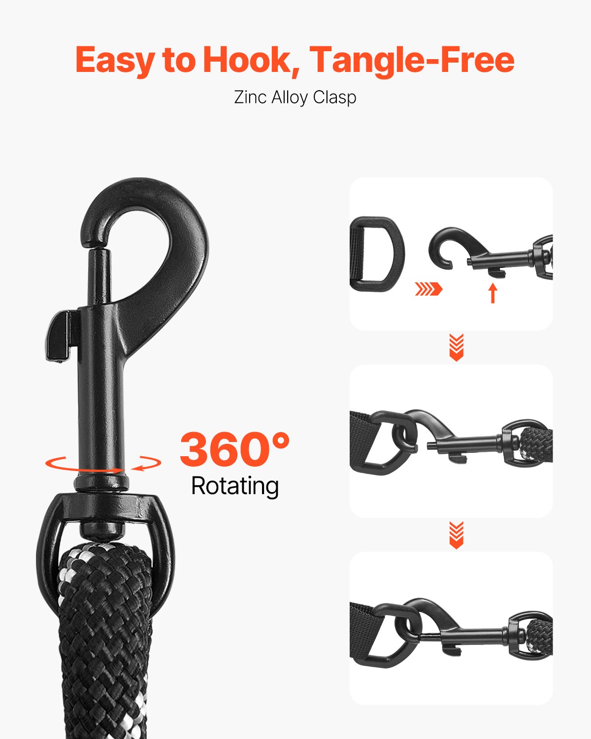Rope Dog Leash, 6ft Heavy Duty Dog Leash With Comfortable Padded Handle, Strong Nylon Thick Leash With Reflective… - 6