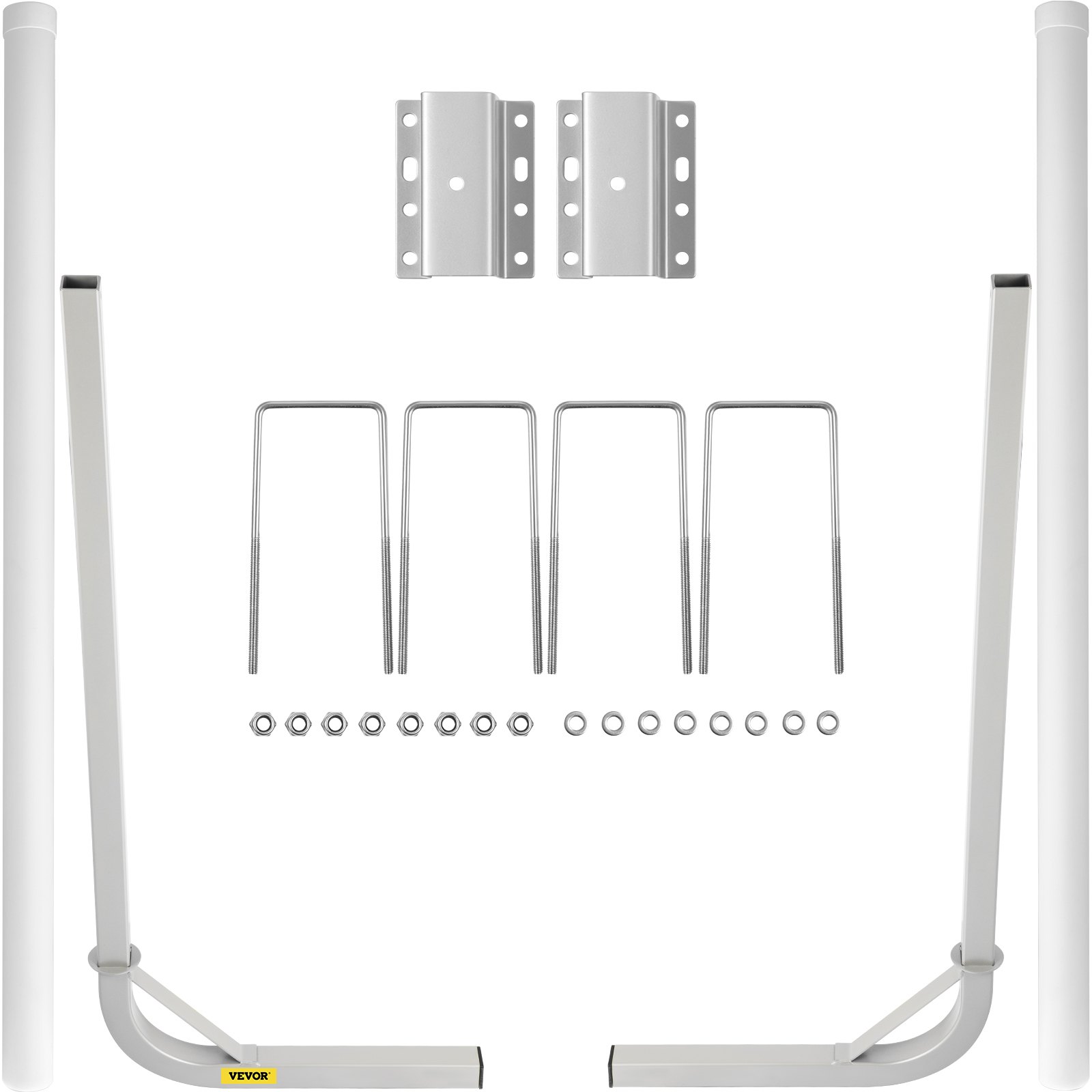Boat Trailer Guide-on, 60\", 2PCS Steel Trailer Post Guide Ons, With White PVC Tube Covers, Complete Mounting Accessories Included, For Ski Boat, Fishing Boat Or Sailboat Trailer - Image 1