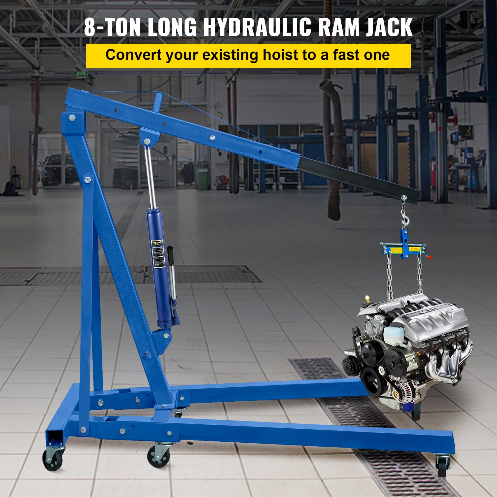 Hydraulic Long Ram Jack, 8 Tons/ Capacity, With Single Piston Pump And Clevis Base, Manual Cherry Picker With… - 3