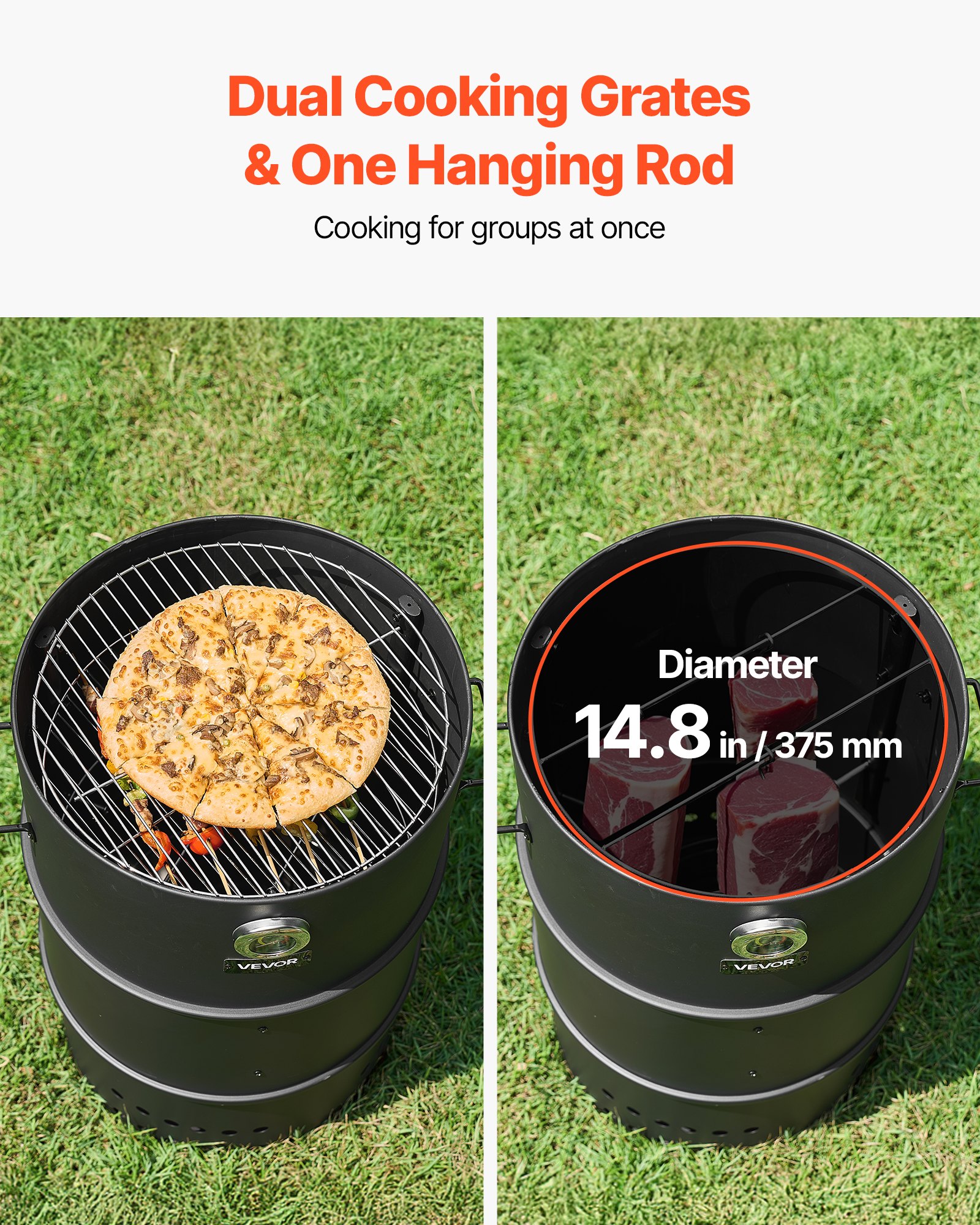 Charcoal Smoker Grill — 18.5" Barrel Charcoal BBQ Smoker — photo 2
