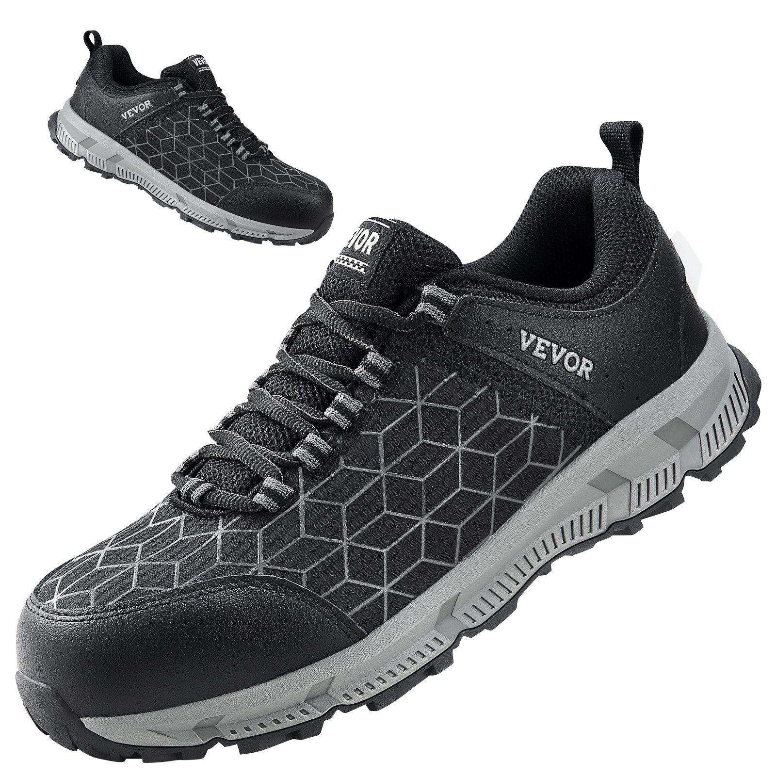 Steel Toe Shoes For Men, US Size 8.5 Wide, Men’s Cushion Sport Safety Toe Athletic Work Shoe, Indestructible Safety Sneakers Lightweight,Breathable Industry Construction Work Shoes, Black