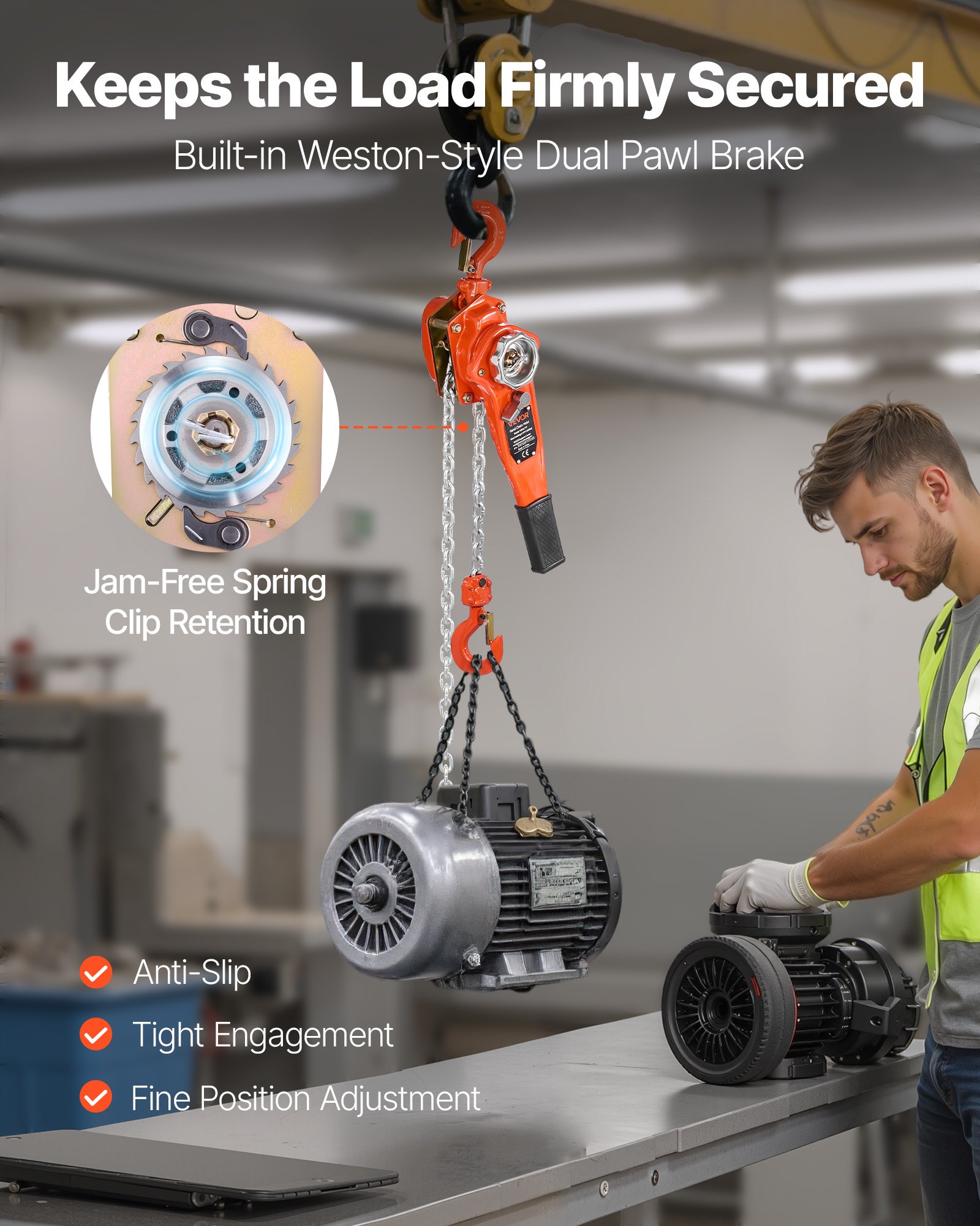 Manual Lever Chain Hoist, 0.75T Capacity Heavy Duty Come Along, 10FT Lift G80 Alloy Steel Chain With Dual Pawl… - 4