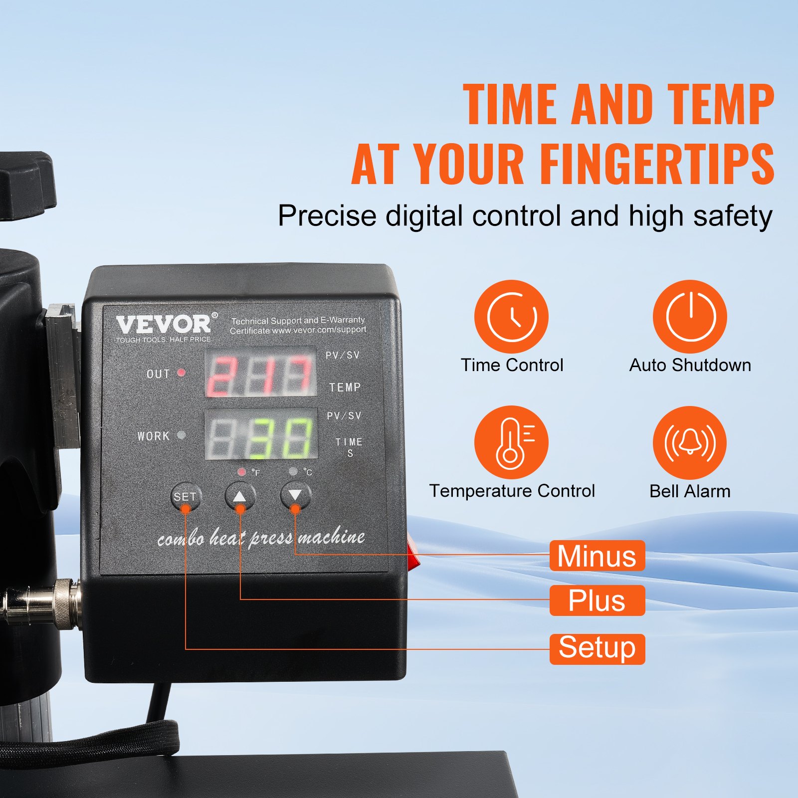 Heat Press Machine 8pcs 1050W Combo Digital Multifunctional Sublimation Heat Transfer Machine Dual LED Display For T… - 4
